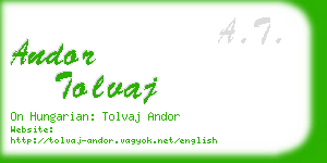 andor tolvaj business card